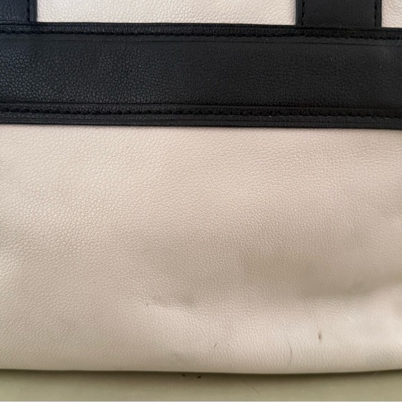 Kate Spade Black and Cream Leather Satchel Purse with Bow Accent - Picture 14 of 16